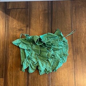Green Ruffled Sleeveless Top